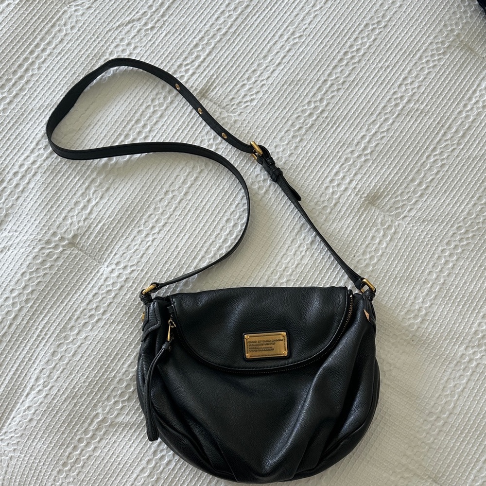 Marc Jacobs Black Crossbody Bag with Gold Accents